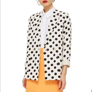 TopShop Heather Beige Gray Black Polka Dot Blazer